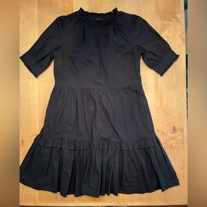 J crew black tiered dress 100% cotton lines with pockets medium talll